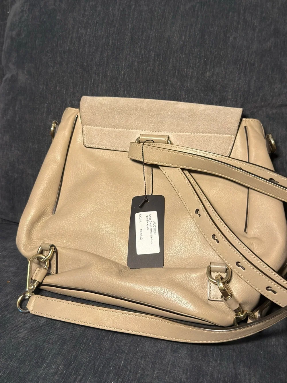Chloe Beige Faye Backpack with Gold Hardware